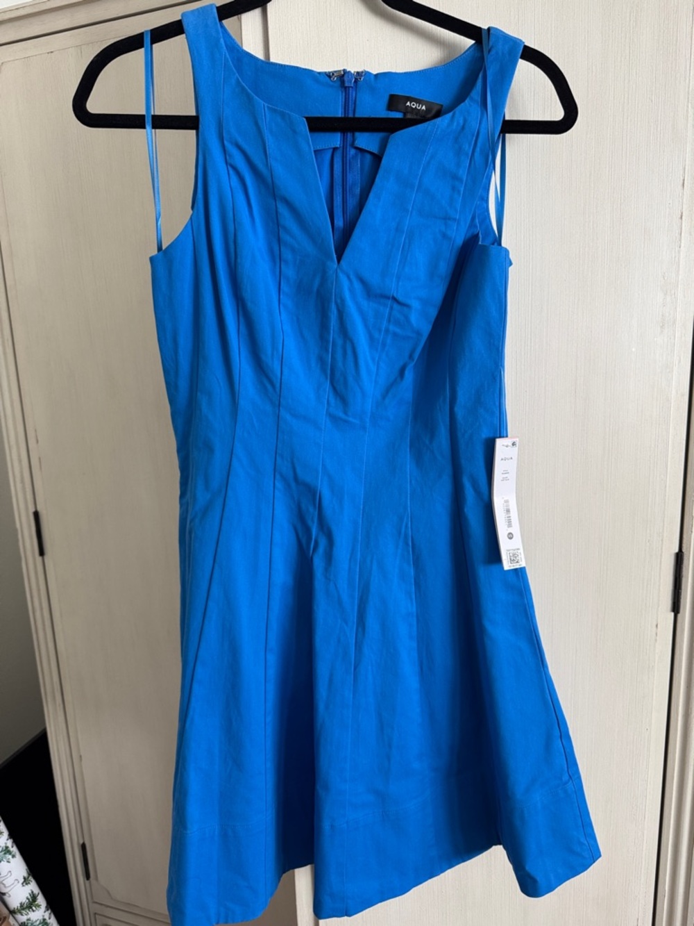 Aqua Vibrant Blue Sleeveless Midi Fit-and-Flare Dress